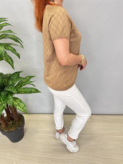 1586 MERSERİZE TRİKO BLUZ VİZON