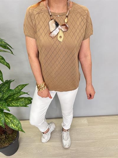 1586 MERSERİZE TRİKO BLUZ VİZON