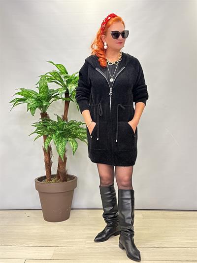 1745 Angora Tunik Ceket Siyah