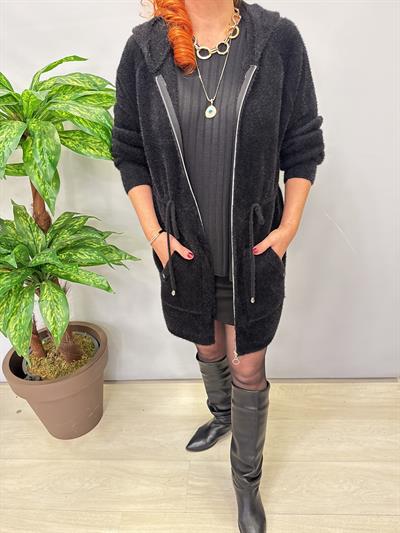 1745 Angora Tunik Ceket Siyah