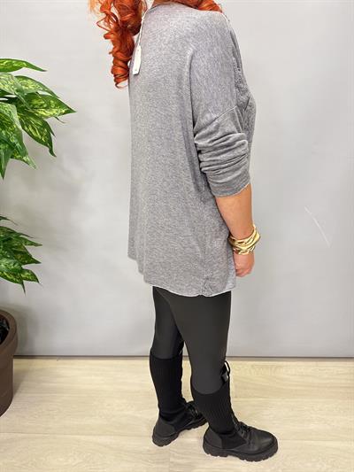 1750 Italyan Yıldız Detay Triko Bluz Gri