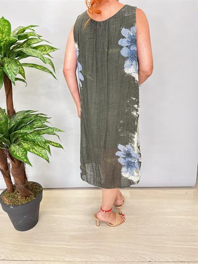 1760 Italyan Pamuklu Elbise Haki