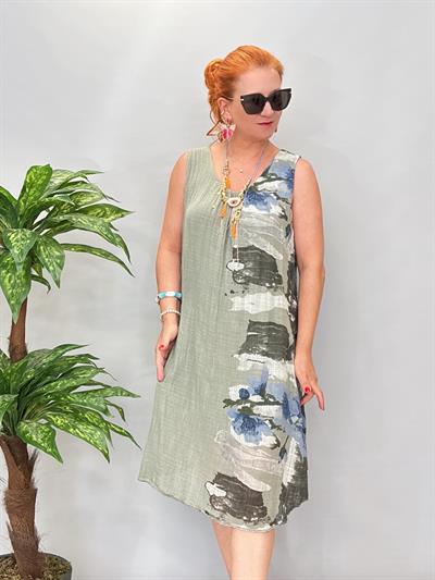 1760 Italyan Pamuklu Elbise Haki