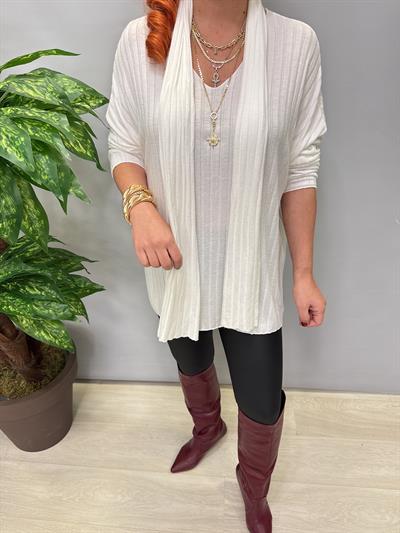 1765 Italyan Fularlı Bluz Beyaz