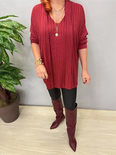 1765 Italyan Fularlı Bluz Bordo