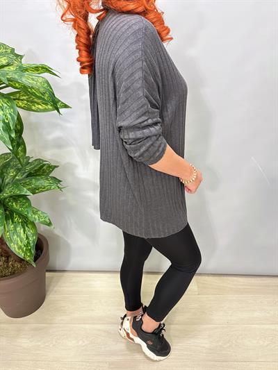 1765 Italyan Fularlı Bluz Gri