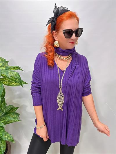 1765 Italyan Fularlı Bluz Mor