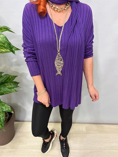 1765 Italyan Fularlı Bluz Mor