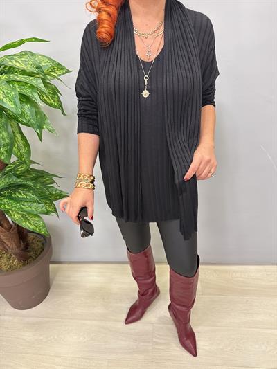 1765 Italyan Fularlı Bluz Siyah