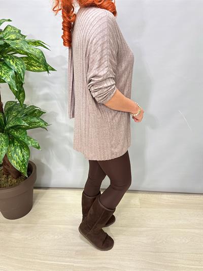 1765 Italyan Fularlı Bluz Vizon