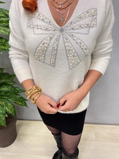 1775 Angora Triko Bluz Ekru