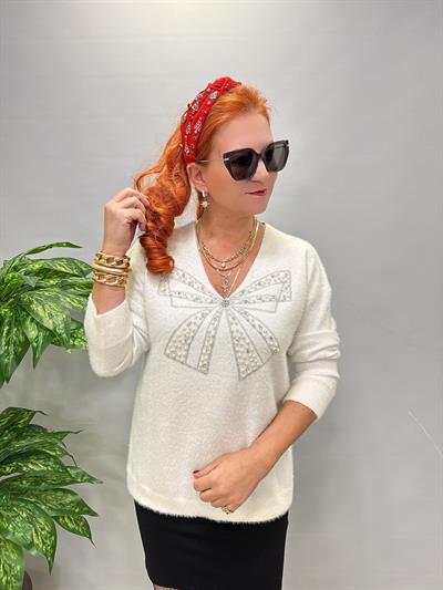 1775 Angora Triko Bluz Ekru