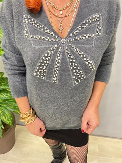 1775 Angora Triko Bluz Gri