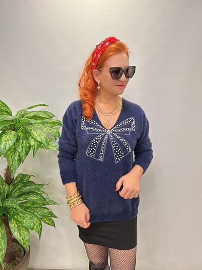 1775 Angora Triko Bluz Lacivert