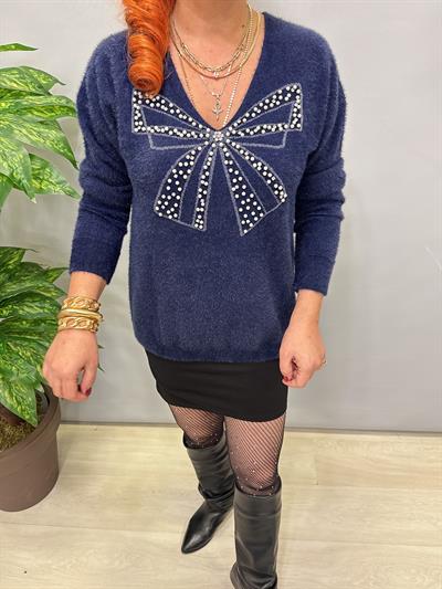 1775 Angora Triko Bluz Lacivert