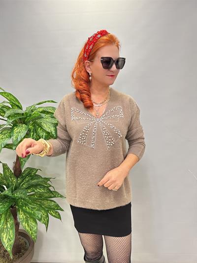 1775 Angora Triko Bluz Vizon