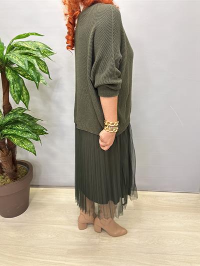 1785 Merserize Trikolu Elbise Haki