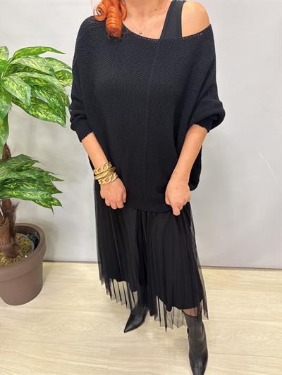 1785 Merserize Trikolu Elbise Sİyah