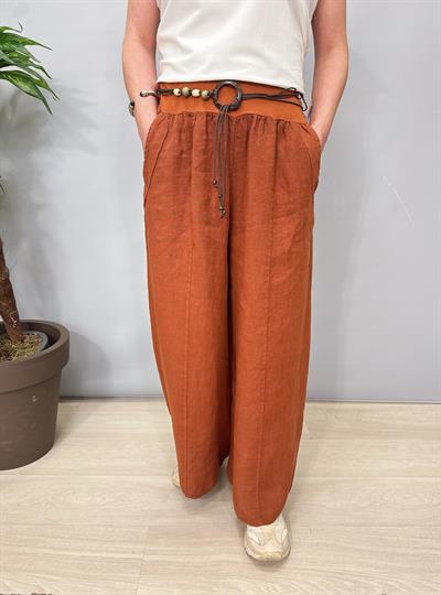 1845 Italyan Ham Keten Pantolon Tarçın