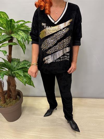 1875 V Yaka Şönil Kadife Takım Siyah