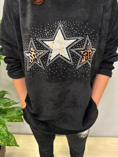 1875 Yıldız Detay Şönil Kadife Takım Siyah