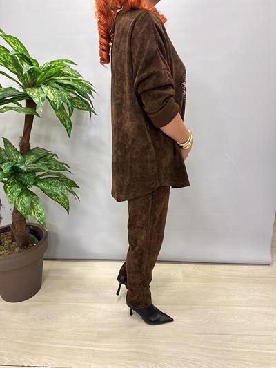 1875 Yıldız Detay Şönil Kadife Takım Acı Kahve