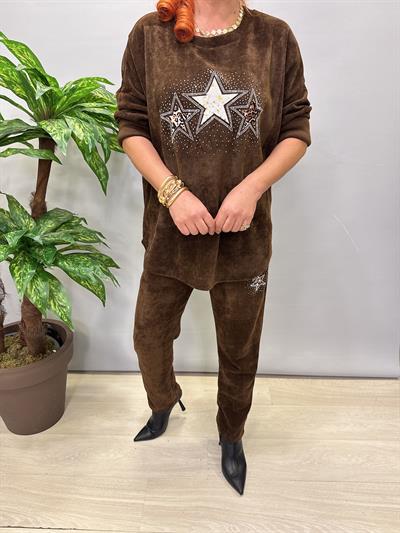 1875 Yıldız Detay Şönil Kadife Takım Acı Kahve