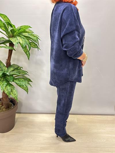 1875 Yıldız Detay Şönil Kadife Takım Lacivert