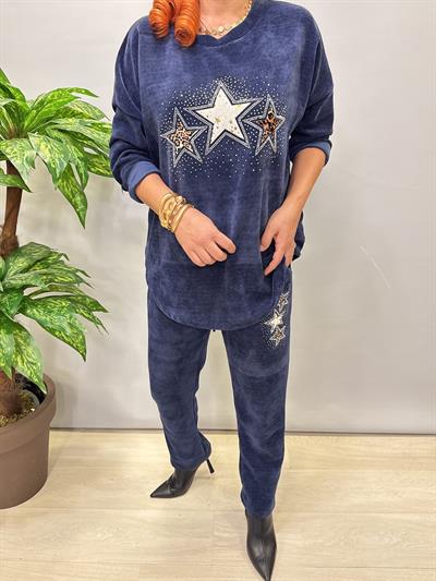 1875 Yıldız Detay Şönil Kadife Takım Lacivert