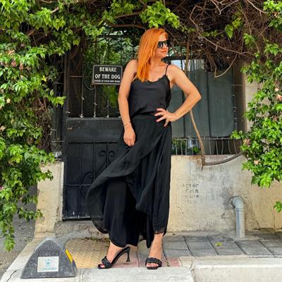 1889 PREMIUM İTALYAN İPEK TASARIM PANTOLON SİYAH boyum 1.64