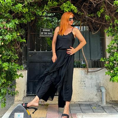 1889 PREMIUM İTALYAN İPEK TASARIM PANTOLON SİYAH boyum 1.64