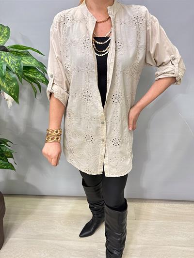 1903 Italyan Payet ve Nakış Detaylı Gömlek Taş