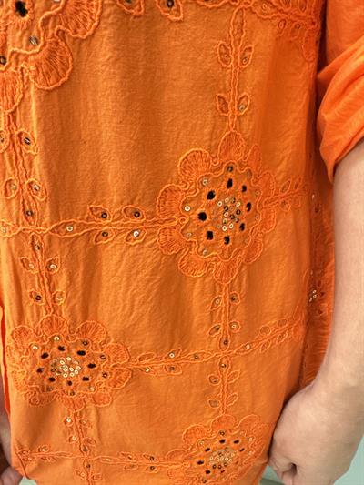 1903 Italyan Payet ve Nakış Detaylı Gömlek Turuncu