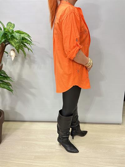 1903 Italyan Payet ve Nakış Detaylı Gömlek Turuncu