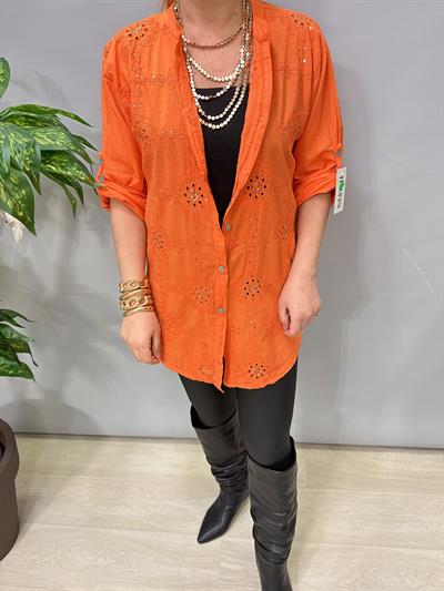 1903 Italyan Payet ve Nakış Detaylı Gömlek Turuncu