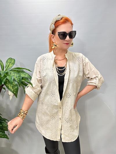 1903 Italyan Payet ve Nakış Detaylı Gömlek Taş