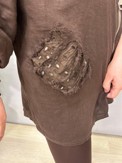 1935 Italyan Pamuk Keten Ceket Acı Kahve