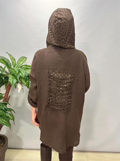 1935 Italyan Pamuk Keten Ceket Acı Kahve