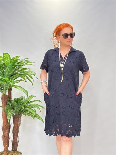 2014  FİSTO DETAY PAMUKLU ELBİSE LACİVERT boyum 1.64