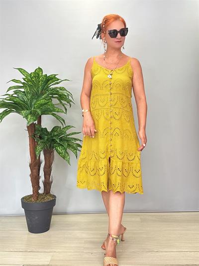 2016  1 BEDEN KÜÇÜK ALINIZ FİSTO DETAY PAMUKLU FİSTO ELBİSE YEŞİL