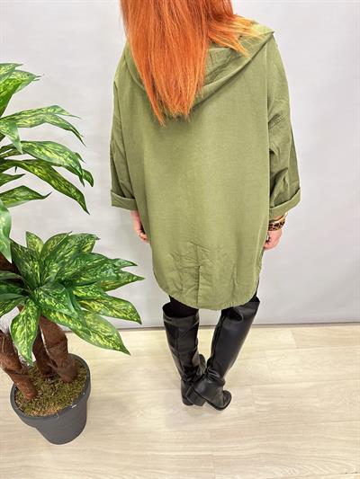 20255 PAYET DETAYLI GABARDİN CEKET YEŞİL (TAKIM-KOLYE TSHİRT DAHİL)