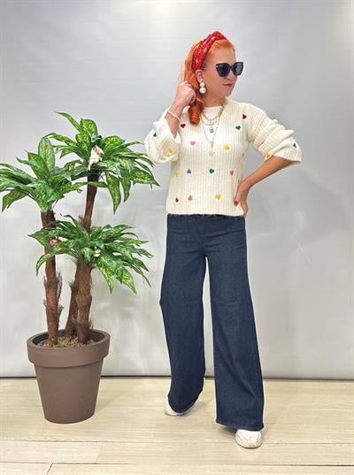 2026 Full Likralı Palazzo Pantolon Koyu Lacivert