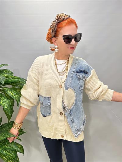 2028 Jean Detaylı Hırka Ceket 