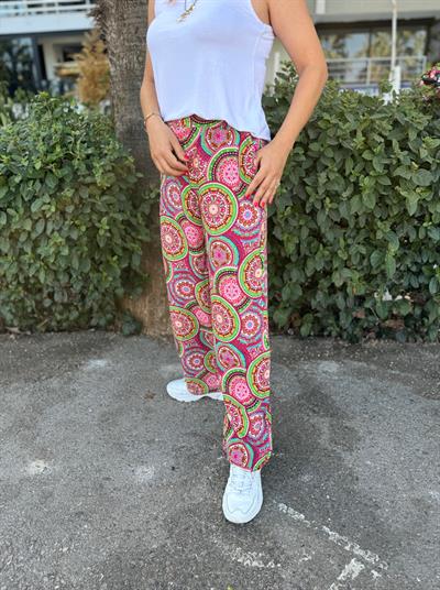 2041 DESENLİ  BOL PAÇA RENKLİ  PANTOLON boyum 1.64