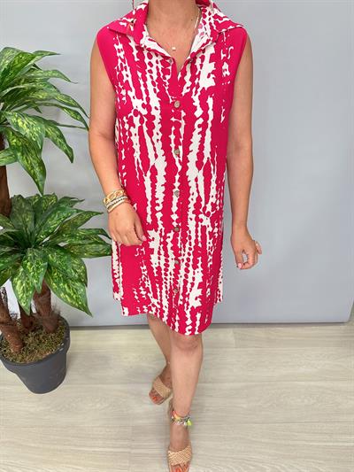 2058 Pamuklu Viskon Elbise Fuşya