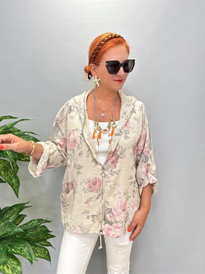 2088 Italyan Pamuklu Fermuarlı Mevsimlik Ceket Taş