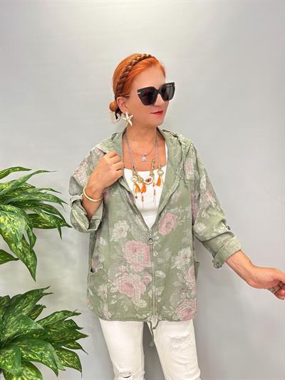 2088 Italyan Pamuklu Fermuarlı Mevsimlik Ceket Yeşil Tonu