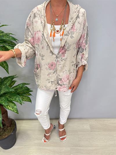 2088 Italyan Pamuklu Fermuarlı Mevsimlik Ceket Taş