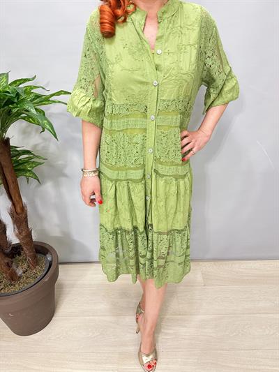 2090 Fisto Dantel Detaylı Elbise A. Yeşil