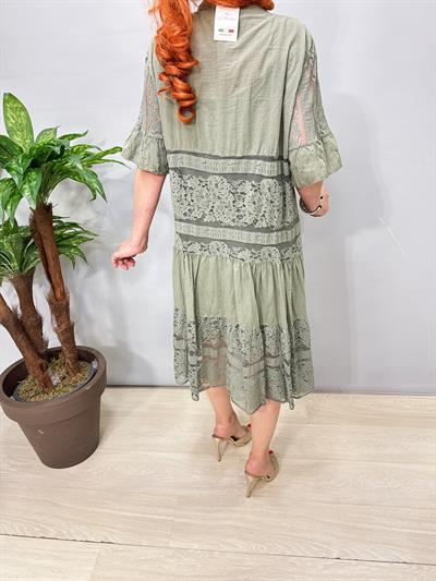 2090 Fisto Dantel Detaylı Elbise Haki